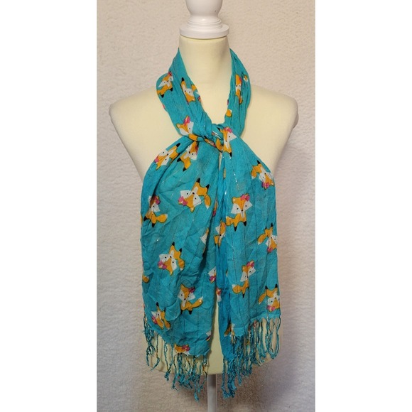 Fantasia Accessories Scarf Fringe Little Fox 16" x 60" Rayon Metallic 0891 - Picture 1 of 6